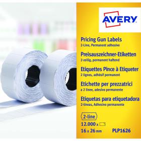 Avery Dennison 2-Line Permanent Label 16x26mm White (Pack of 12000) WP1626 AV11626