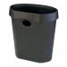 In the photograph, there are multiple Avery Eco Office Bins in black. Each bin has a capacity of 18 litres and is labeled with the Avery DTR Eco logo. The bins are rectangular in shape and have a sleek, modern design. They appear to be made of recyclable material and have a matte finish. Overall, the bins exude a clean and environmentally-friendly aesthetic.