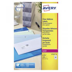 Avery Laser Mini Labels 22x12mm 48 Per Sheet Clear (1200 Pack) L7553-25 AV17780