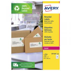 Avery Laser Label Recycled 21 Per Sheet Wht (Pack of 2100) LR7160-100 AV81505