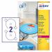 Avery Glossy Colour Full Face CDDVD Laser Labels 2 Per Sheet (Pack of 25) L7760-25 AV98787