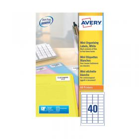 Avery Laser Mini Labels 45.7x25.4mm 40 Per Sheet White (Pack of 1000) L7654-25 AV99284