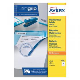 Avery Ultragrip Labels 105x37mm 16 Per Sheet White (Pack of 1600) DPS16-100 AVDPS16W