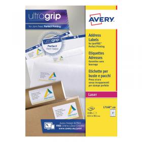 Avery Ultragrip Laser Address Labels QuickPEEL 63.5x38.1mm 21 Per Sheet White (2100 Pack) L7160-100 AVL7160