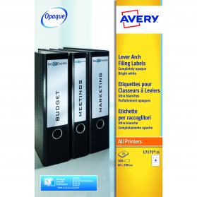 Avery Laser Inkj Lever Arch Labels 200x60mm Wht (Pack of 100) L7171-25 AVL7171