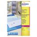 This photo features a pack of Avery Laser Mini Labels in the size of 38x21mm. The labels are clear and each sheet contains 65 labels. The pack contains a total of 1625 labels, perfect for labeling multiple items.