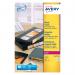 The image shows a sheet of Avery CD and Media labels, specifically the Avery Video Spine Label. The labels are white and measure 145x17mm, with 16 labels per sheet. The pack contains 400 labels, and the product code is L7674-25.