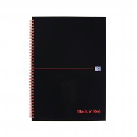 Black n Red Notebook Wirebound 90gsm Ruled 140pp A4 Glossy Black Ref 400115985 Pack of 5