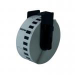 The picture shows a roll of P-Touch Brother Paper Labels, specifically Continuous Paper Labelling Tape in black on white. It is 29mm wide and 30.48m long. The label tape is designed for use with Brother label printers.
