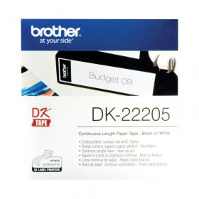 Brother Continuous Paper Labelling Tape 62mm x 30.48m Black on White DK22205 BA62997