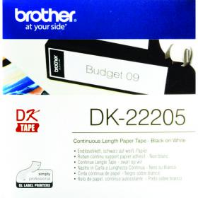 Brother Continuous Paper Labelling Tape 62mm x 30.48m Black on White DK22205 BA62997