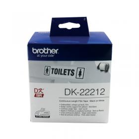 Brother Continuous Film Labelling Roll 62mm x 15.24m Black on White DK22212 BA62999