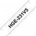 Brother HGE Labelling Tape 12mm x 8m Black on White HGE231V5 BA68461