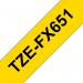 Brother TZe Labelling Tape Flexible 24mm x 8m Black on Yellow TZEFX651 BA69255