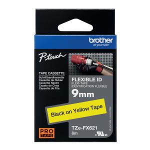Brother P-Touch TZe Lam Tape Cassette 9mm x 8m Black on Yellow