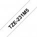 Brother P-Touch Tze Laminated Labelling Tape Cassettes 12mmx8m Black/White Tape (Pack of 5) TZE231M5 BA80279