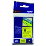 Brother P-Touch TZe Laminated Tape Cassette 6mm x 8m Black on Yellow Tape TZE611 BA8070