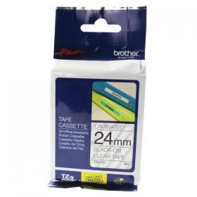 Brother P-Touch TZe Laminated Tape Cassette 24mm x 8m Black on Clear Tape TZE151 BA8117