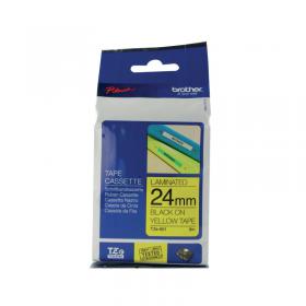 Brother P-Touch TZe Laminated Tape Cassette 24mm x 8m Black on Yellow Tape TZE651 BA8122