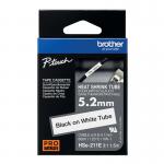 Brother HSe Heat Shrink Tube Tape Cassette 5.2mm x 1.5m Black on White HSE211E BA82271