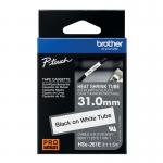 Brother HSe Heat Shrink Tube Tape Cassette 31.0mm x 1.5m Black on White HSe261E BA82286