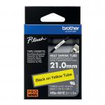 Brother Hse Heat Shrink Tube Tape Cassette 21.0mm x 1.5m Black on Yellow HSE651E BA82294