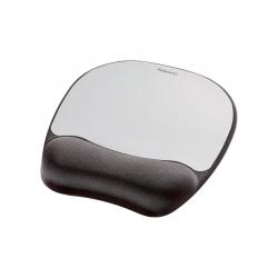 Fellowes Memory Foam Mouse Pad Wrist Support BlackSilver 9175801 BB49780