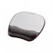 In the photo, the Fellowes Memory Foam Mouse Pad with Wrist Support is shown in black and silver color. The mouse pad is covered with a soft memory foam material, providing comfortable support for the wrist. The Fellowes logo is visible on the top left corner. The surface of the mouse pad has a smooth texture, suitable for precise mouse movements.