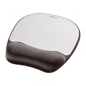 Fellowes Memory Mouse Pad with Wristrest Black/Silver 9175801 BB49780