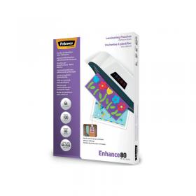 Fellowes Enhance80 Self Adhesive Laminating Pouch A4 160 Micron Total Gloss (Pack of 100) 53022 BB53022
