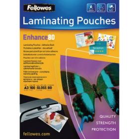 Fellowes A3 Laminating Pouch Adhesive Back 80 Micron Clear High Gloss (Pack of 100) 5302302 BB53023
