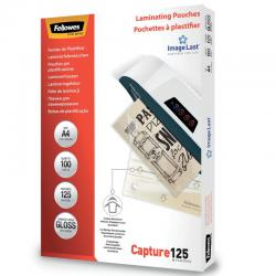 Fellowes Capture125 Laminating Pouch A4 250 Micron Total Thickness Gloss (Pack of 100) 5307401 BB53074