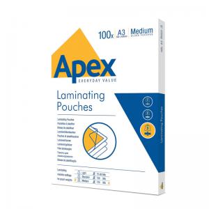 Fellowes Apex A3 Medium Laminating Pouches Clear Pack of 100 6003401