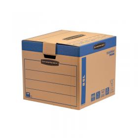 Bankers Box SmoothMove FastFold Removal Box Large 85 Litre BrownBlue (Pack of 5) 6205301 BB60704