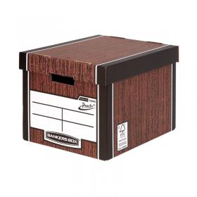 Bankers Box Premium Presto Storage Box Woodgrain (Pack of 10) 7260501 BB725