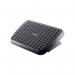 This photo shows a black Fellowes footrest and back support set. The footrest is adjustable, providing customizable comfort for the users feet. The back support helps promote good posture while sitting. Perfect for any office or workspace.