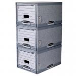 This photo features five Bankers Box Fellowes System Storage Drawers in a vibrant grywhite color. The drawers are neatly stacked together, creating a compact and organized storage solution. These boxes are perfect for any office setting.