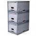 This photo features five Bankers Box Fellowes System Storage Drawers in a vibrant grywhite color. The drawers are neatly stacked together, creating a compact and organized storage solution. These boxes are perfect for any office setting.