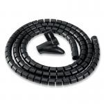 The photo shows a black Fellowes Cable Zip from their cable management line, with the Fellowes logo visible on the side. The zip appears to be made of durable material with a sleek design, perfect for keeping cords organized and untangled.
