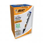 The image shows a pack of 12 blue Bic 2000 permanent markers with bullet tips. The markers are labeled with the Bic logo and have a sleek, professional design. The blue ink is vibrant and bold, perfect for writing or drawing on various surfaces. The pack is organized neatly, making it easy to grab a marker when needed.