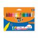 This photo shows a pack of Bic Kids Crayons and Bic Plastidecor Crayons, containing 24 assorted colors. The crayons are neatly arranged and clearly labeled with their color names. Some of the colors are vibrant, while others are more muted. The packaging is bright and eye-catching, with the Bic logo prominently displayed.
