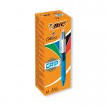Bic 4 Colours Comfort Grip Retractable Ballpoint Pen (Pack of 12) 8871361 BC21474