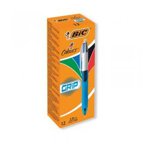 Bic 4 Colours Comfort Grip Retractable Ballpoint Pen (Pack of 12) 8871361 BC21474