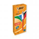 Bic 4 Colours Ballpoint Pen Orange Barrel Fine (Pack of 12) 982867 BC23384