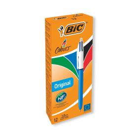 Bic 4 Colours Retractable Ballpoint Pen BlueBlackRedGreen Pack of 12 801867SGL BC24623