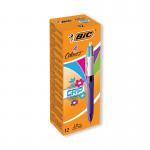 Bic 4 Colour Grip Fashion Retractable Ballpoint Pen (Pack of 12) 8922901 BC24992
