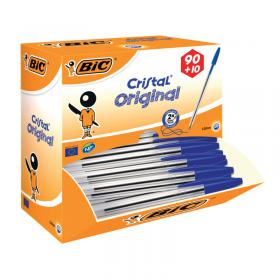 Bic Cristal Ballpoint Pen Medium Blue (Pack of 100) 896039 BC27823