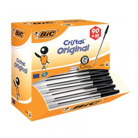 Bic Cristal Ballpoint Pen Medium Black Pack of 100 896040 BC27824