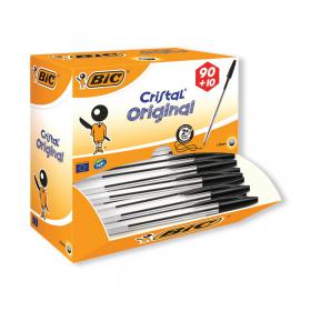 Bic Cristal Ballpoint Pen Medium Black Pack of 100 896040 BC27824