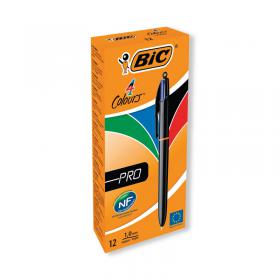Bic 4 Colours Pro Retractable Ballpoint Pen (12 Pack) 902129 BC30754